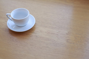 wooden table white Cup and saucer top view