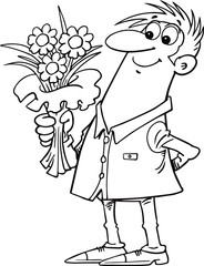 Men holding a bouquet of flowers