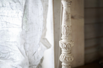 wooden legs of table lamps of vintage style of light color