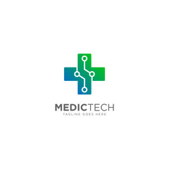 Fototapeta premium Medical Technology Logo Design Vector