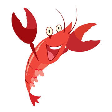 cartoon red lobster taiking, vector