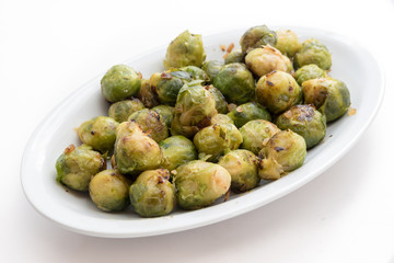 Tasty Brussels sprouts plate view