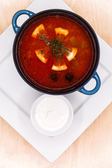 Restaurant dish solyanka soup