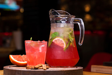 Jug with cold lemonade
