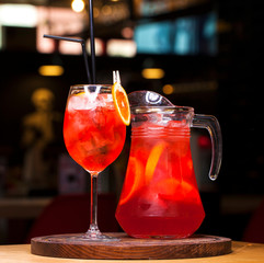 Jug with cold lemonade