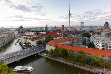 Berlin skyline tv tower downtown townhall evening Germany city