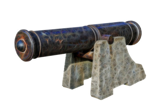 fractal picture of Antique cannon on a white