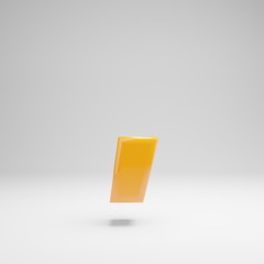 Glossy yellow coma symbol isolated on white background.