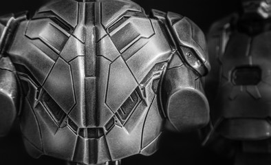 warrior back metal armor closeup view