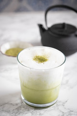 iced green tea latte image