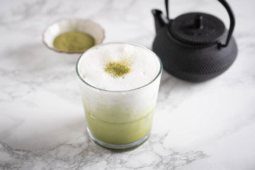 iced green tea latte image