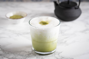 iced green tea latte image