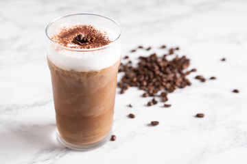 iced cappuccino with coffee bean