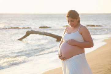 Pregnant hispanic woman portrait