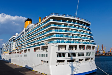 stern cruise ship in the sea. Tightrope ship Cruising.