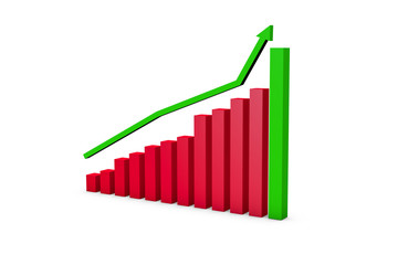 Business Growth Increasing Chart with Green Arrow