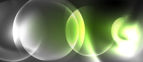 Shiny neon color light with circles abstract background