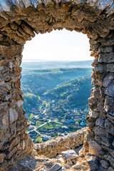 View from Cachtice castle ruins to Visnove, Slovakia