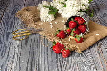 Strawberries on a wooden table