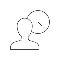 Clock beging man outline icon