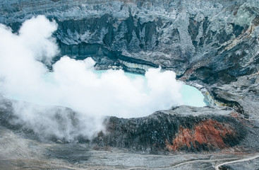 The turquoise crater of Poas Volcano National Park, Costa Rica