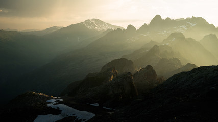 Dramatic mountain lines at sunrise in the Alps - 269591360