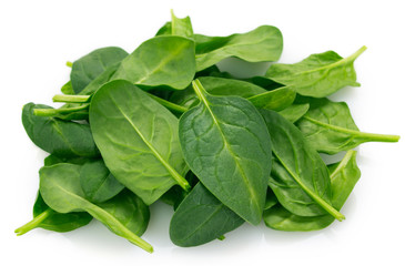 Fresh spinach on white background