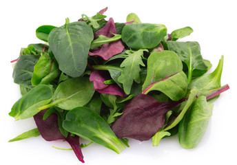Fresh mixed salad on white background