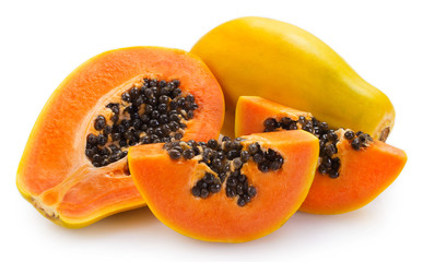 Fresh papaya on white background