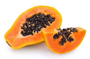 Fresh papaya on white background
