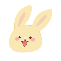 The bunny kawaii head. Color cartoon vector illustration. Isolated vector illustration for design, coloring, prints, posters.