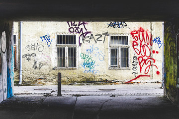 Street simple colorful graffiti art in Czech Republic