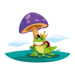 toad prince in garden fairytale character