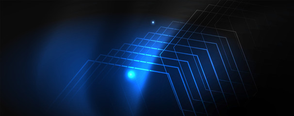 Naklejka premium Shiny neon techno template. Neon lines background, 80s style laser rays