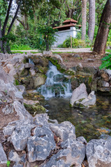 Athens, Attica / Greece. The National Garden is a public park in the center of Athens city. It's located behind the Greek Parliament building and continues south to the area where the Zappeion Hall is