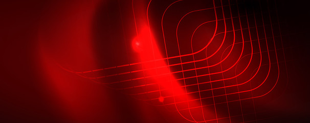 Neon glowing techno lines, hi-tech futuristic abstract background template, vector