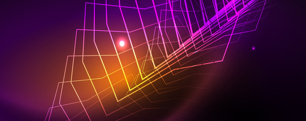 Shiny glowing design background, neon style lines, technology concept, vector