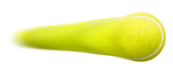 Tennis ball isolated on white. Flying ball.