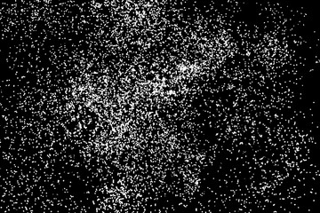 White glitter texture isolated on black. White particles color. Holiday Celebration background, sparkles explosion of confetti for cards design. Vector.