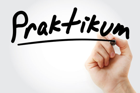 Praktikum (Internship in German) text with marker, business concept background