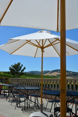 chairs and umbrella in the hills