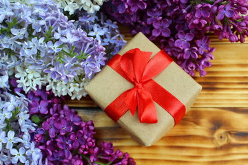 Gift wrapping is on spring background