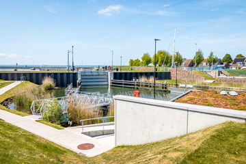 Sluice in the village Stavoren, the Netherlands, province Friesland, region Gaasterland