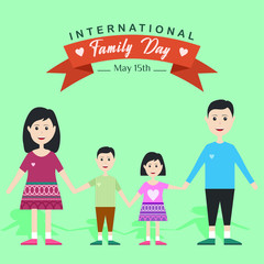 Fototapeta na wymiar International Family Day with cartoon Vector 