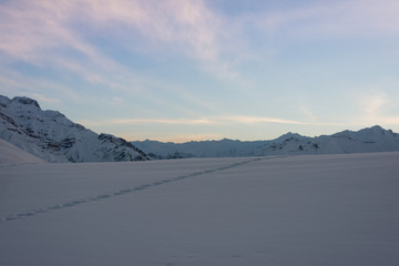 Sunset in spiti - Landscape in winter in himalayas