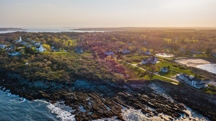 Maine New England Coastline with Lighthouses