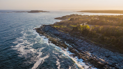 Obraz premium Maine New England Coastline with Lighthouses