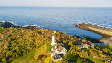 Maine New England Coastline with Lighthouses