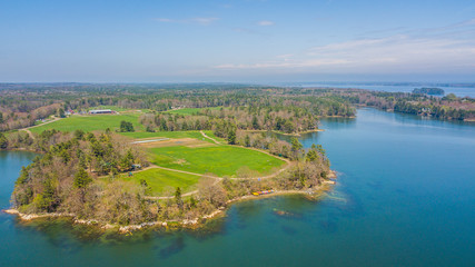 Maine New England Coastline with Lighthouses