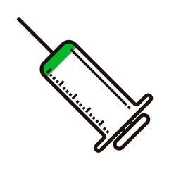 Isolated syringe with a green liquid - Vector